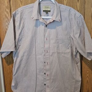 Cabela's Men's Button Up SS Shirt - Red and White